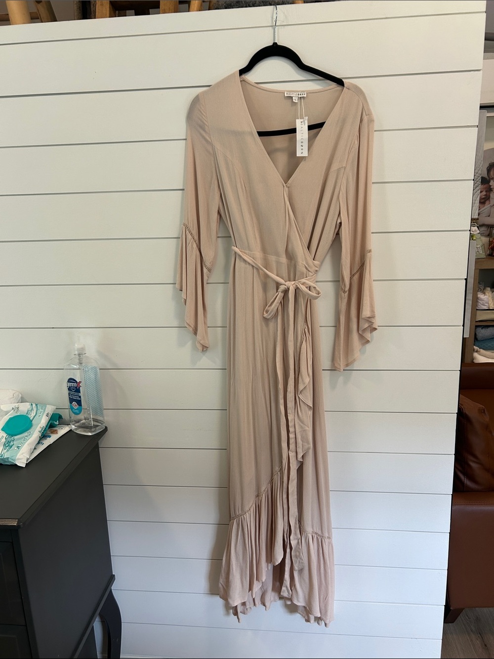 Baltic Born Dusty Blush Tie-Waist Maxi Dress